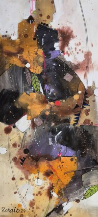 Zohaib Rind, 12 x 26 Inch, Mix Media on Paper, Abstract Painting, AC-ZR-291